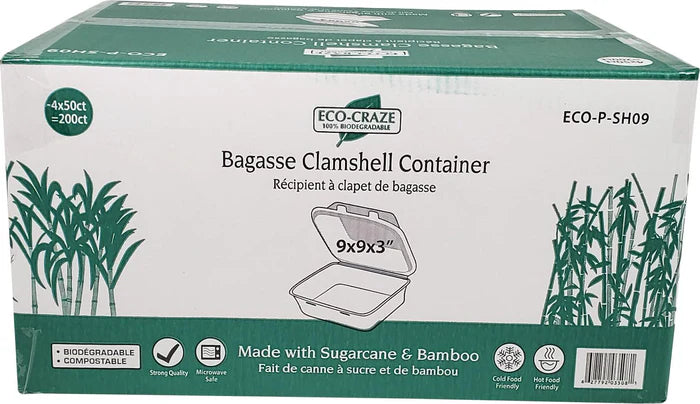 CLAMSHELL CONTAINER 9 X 9  WHITE (4 X 50 CRT)