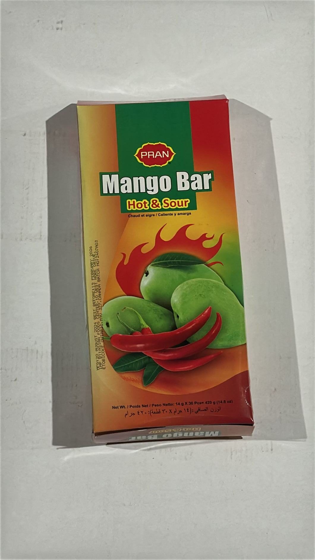 PRAN MANGO HOT & SOUR BAR 30 PC X 12 PACK X 14 GM