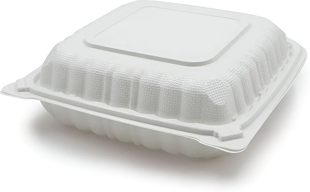 CLAMSHELL CONTAINER 8 X 8 WHITE 150 PCS