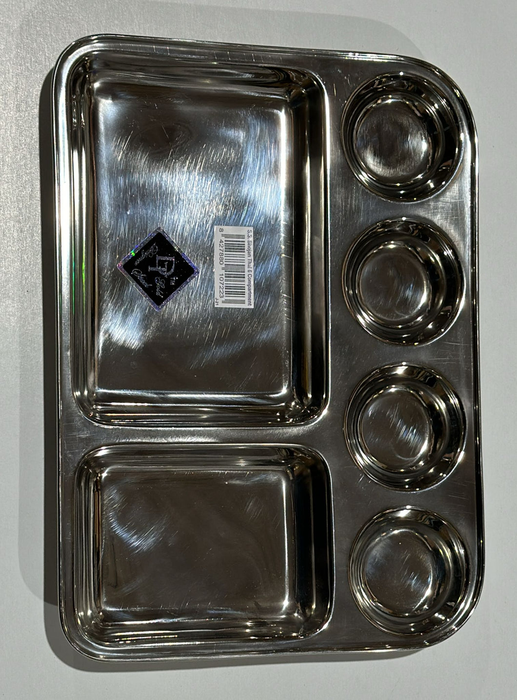 6 COMPARTMENT STEEL PLATE (THALI)  24PCS