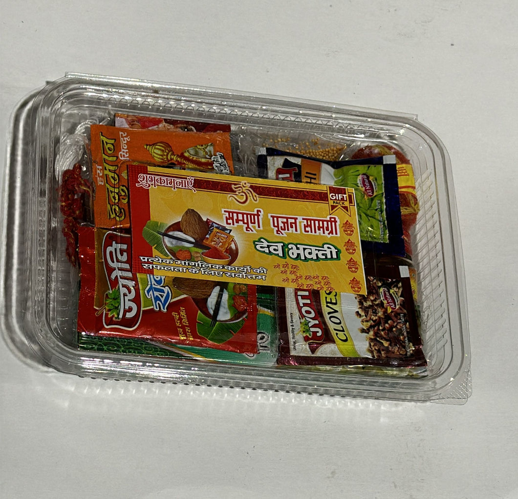 POOJA KIT IN PLASTIC BOX 10 PCS