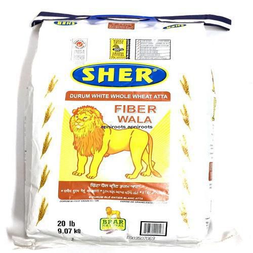 SHER (BRAR) WHITE WHOLE WHEAT ATTA 20LB