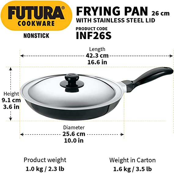 FUTURA NON-STICK FRY PAN WITH S.S LID  26CM (INF26S)