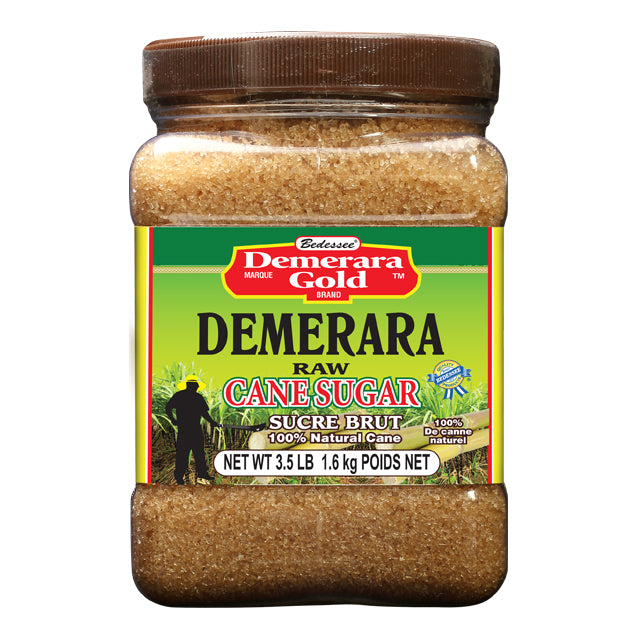 DEMERARA GOLD SUGAR IN JAR 8 X 3 LB