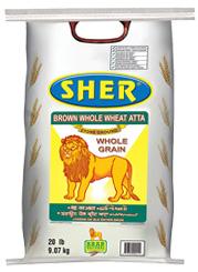 SHER BROWN WHOLE WHEAT ATTA 20 LB