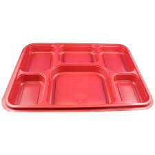 6 COMPARTMENT (RED) EXTRA HEAVY DUTY PLASTIC PLATES 8 X 40 PCS