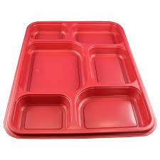 6 COMPARTMENT RED HEAVY DUTY PLASTIC PLATE 4 X 75 PCS